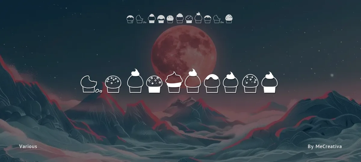 32 cupcakes font preview