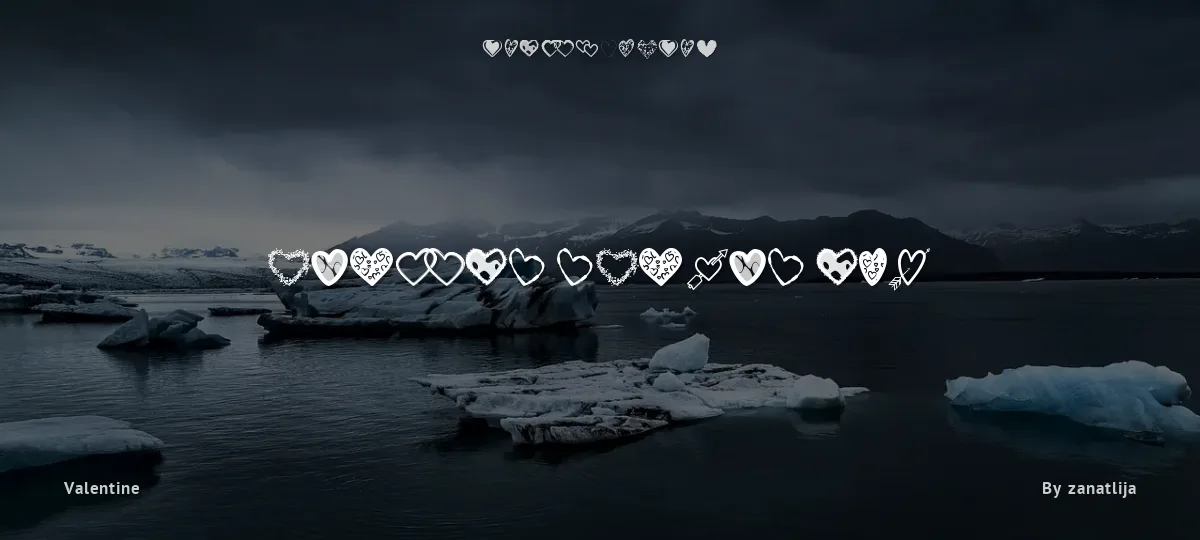 Hearts Shapes TFB font preview