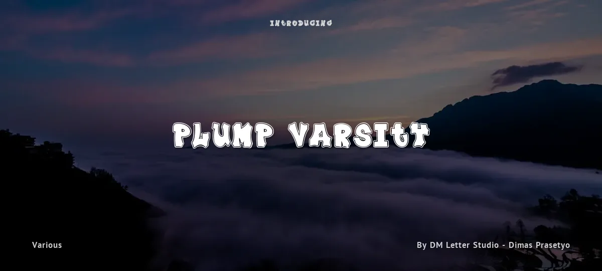 Plump Varsity font preview
