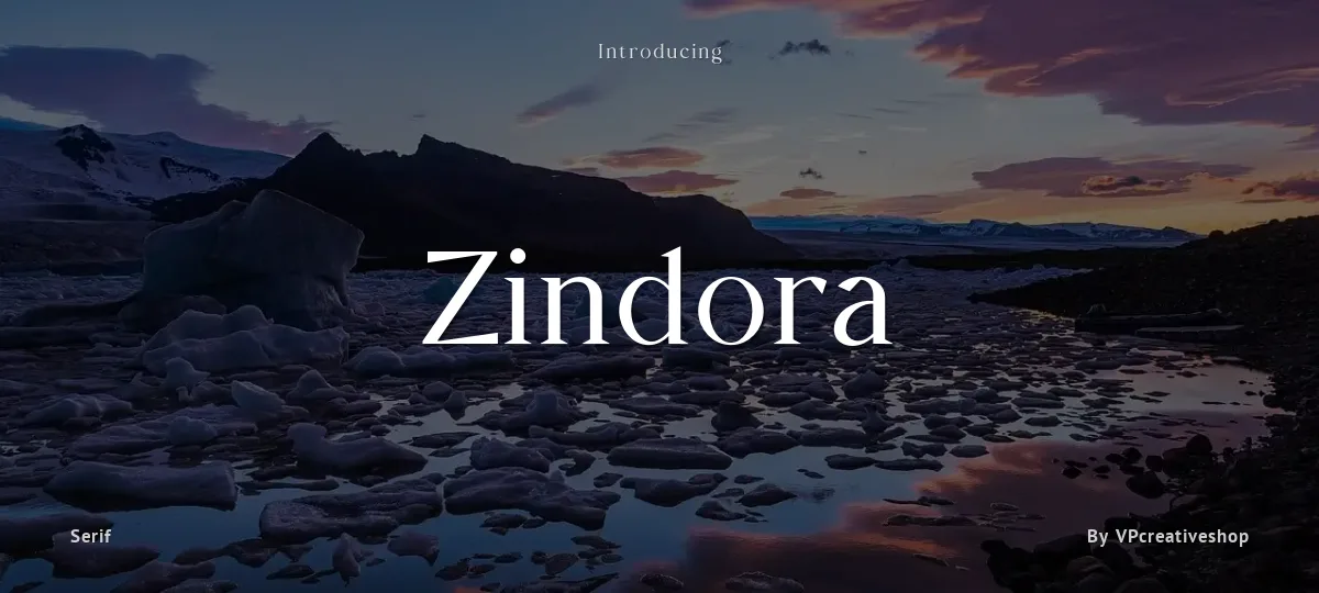 Zindora font preview